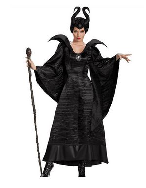 F1666Maleficent Делюкс Крещение Черное Платье Взрослый Плюс Костюм